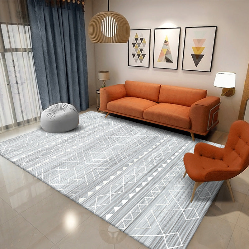Yellow Living Room Area Carpet Bohemian Tribal Print Indoor Rug Polyester Anti-Split Rug