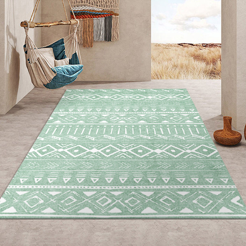Mid-Century Geometry Pattern Rug Polyester Carpet Stain Resistant Area Rug for Home Decoration
