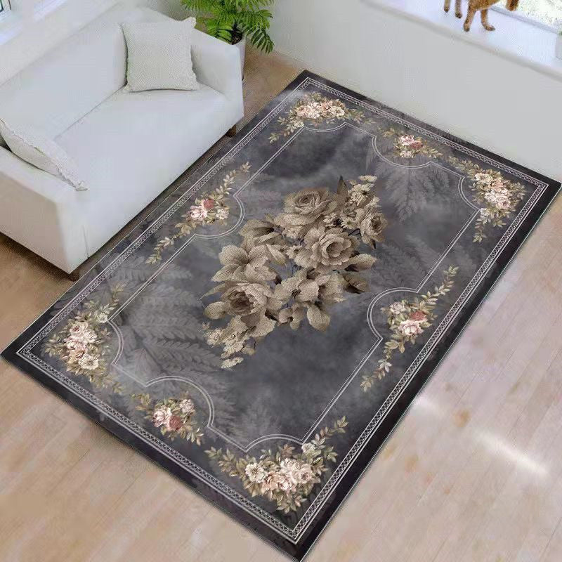 Navy Living Room Rug Modern Medallion Area Rug Polyester Washable Carpet for Home Decor