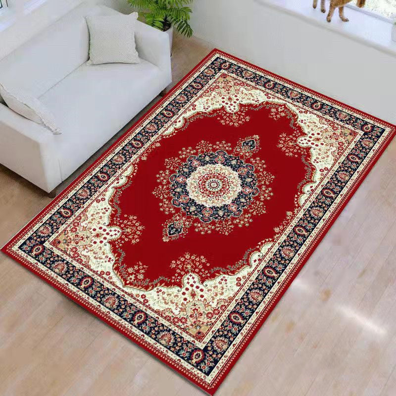 Navy Living Room Rug Modern Medallion Area Rug Polyester Washable Carpet for Home Decor