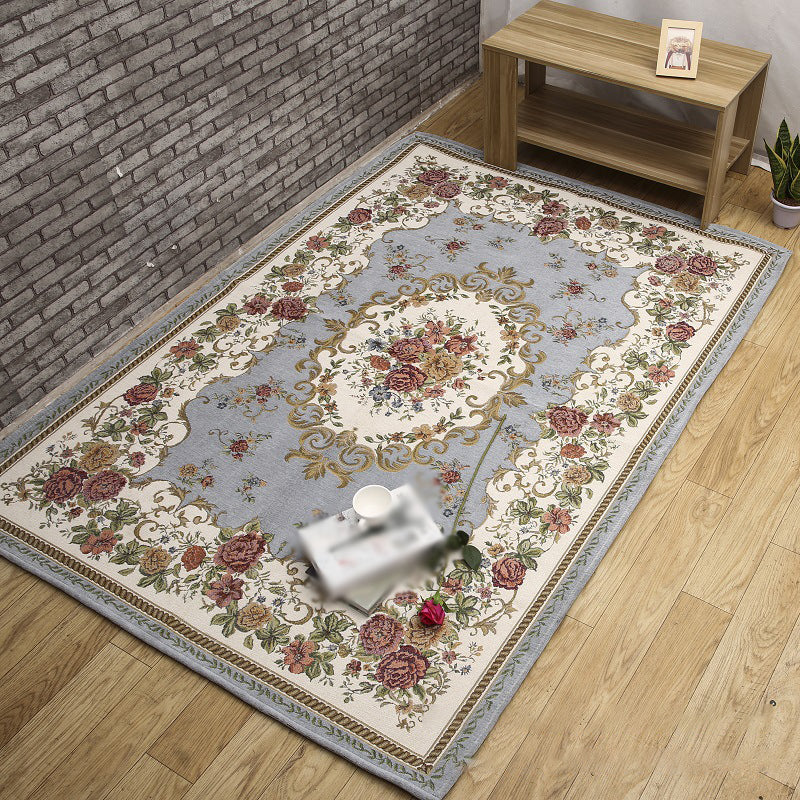 Multicolored Traditional Rug Flower Print Gorgeous Carpet Anti-Slip Carpet for Living Room