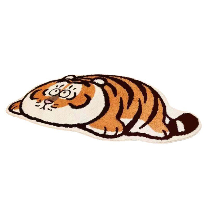 Novelty Cute Area Rug Tiger Print Carpet Polyester Washable Rug for Home Decoration