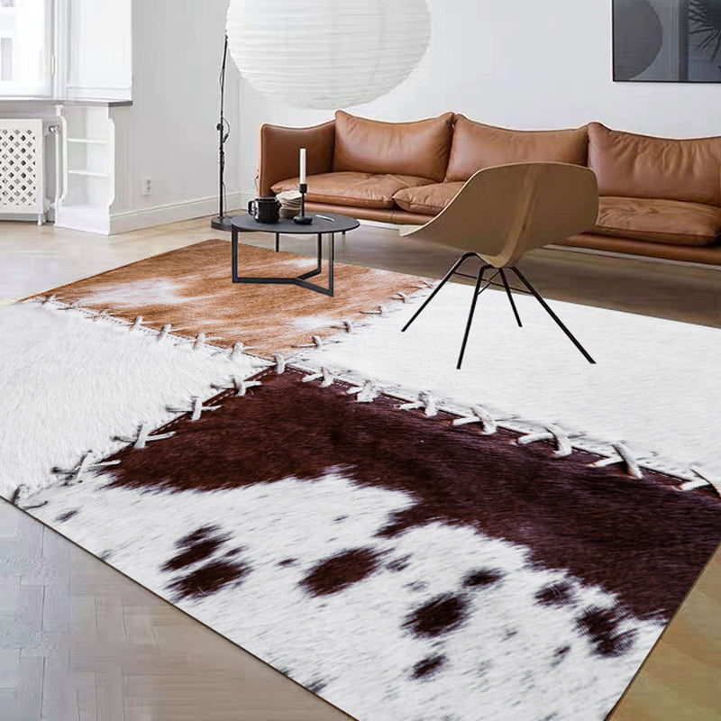 Western Panel Design Carpet Cowhide Indoor Rug Non-Slip Backing Area Carpet for Home Decoration