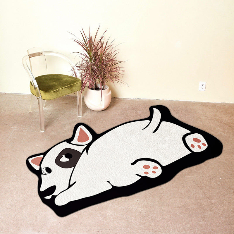 Black Animal Indoor Rug Polyester Casual Carpet Washable Area Rug for Living Room
