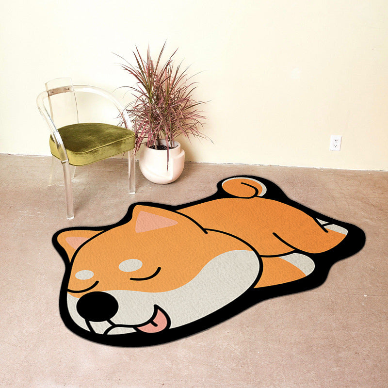 Black Animal Indoor Rug Polyester Casual Carpet Washable Area Rug for Living Room