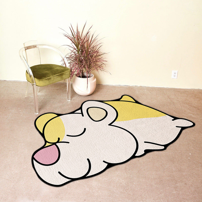Black Animal Indoor Rug Polyester Casual Carpet Washable Area Rug for Living Room