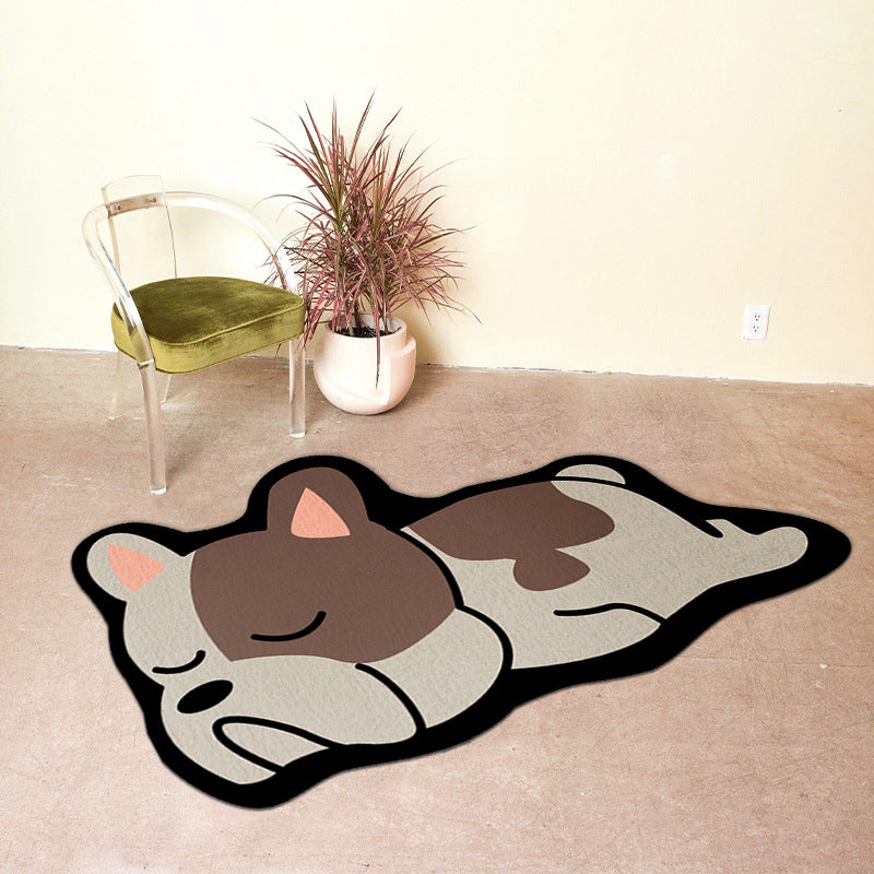 Black Animal Indoor Rug Polyester Casual Carpet Washable Area Rug for Living Room