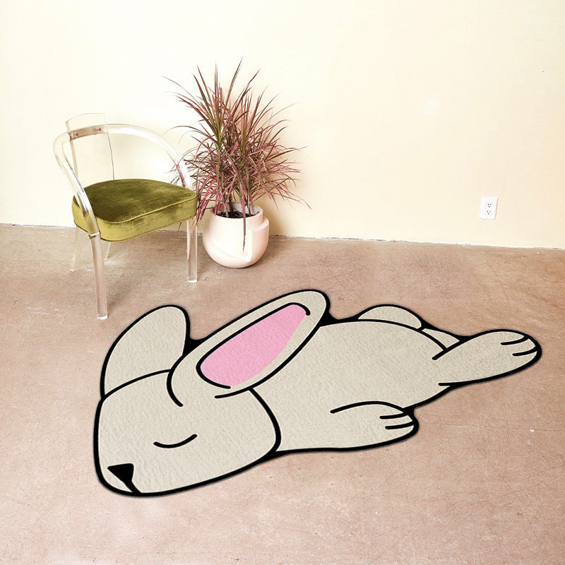 Orange Indoor Room Carpet Casual Animal Area Carpet Polyester Anti-Split Backing Rug