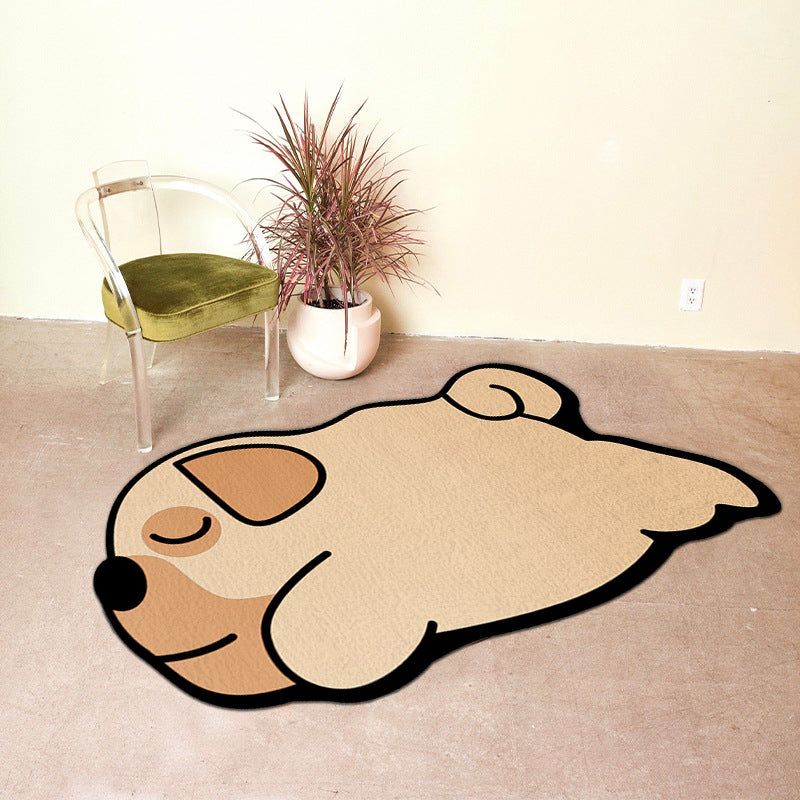 Orange Indoor Room Carpet Casual Animal Area Carpet Polyester Anti-Split Backing Rug