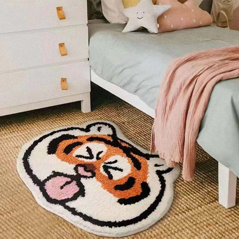 Orange Indoor Room Carpet Casual Animal Area Carpet Polyester Anti-Split Backing Rug