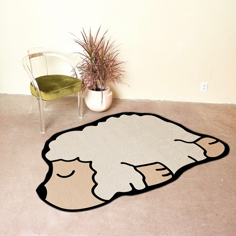 Orange Indoor Room Carpet Casual Animal Area Carpet Polyester Anti-Split Backing Rug