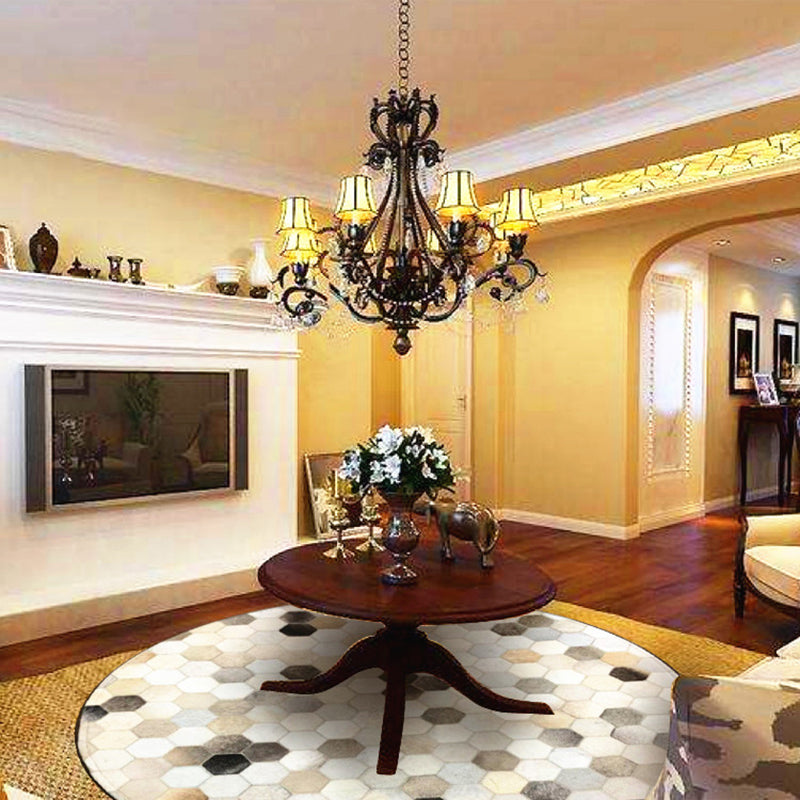 Minimalist Indoor Rug Geometry Pattern Rug Cowhide Stain Resistant Area Rug for Living Room