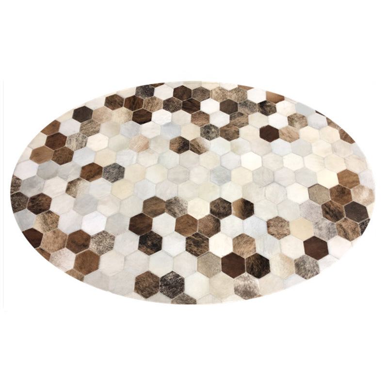 Minimalist Indoor Rug Geometry Pattern Rug Cowhide Stain Resistant Area Rug for Living Room