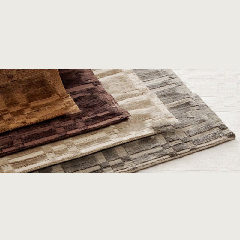 Brown Tone Geometric Print Carpet Cowhide Splicing Carpet Washable Round Rug for Living Room