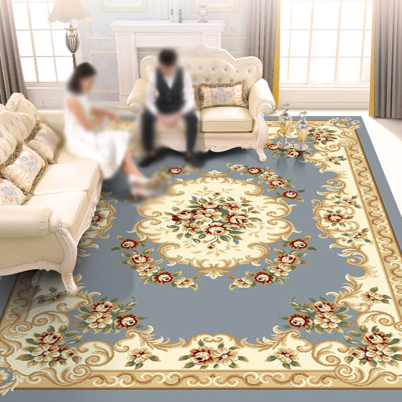 Gorgeous European Rug Classic Flower Print Carpet Polyester Stain Resistant Rug for Home Decor