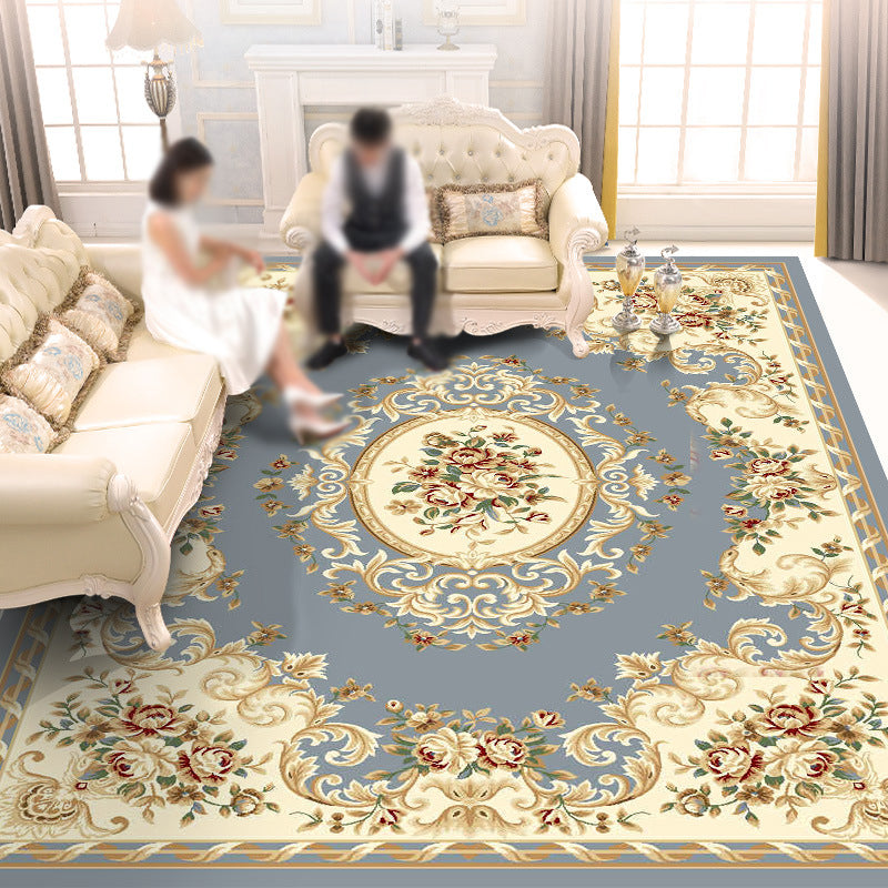 Gorgeous European Rug Classic Flower Print Carpet Polyester Stain Resistant Rug for Home Decor