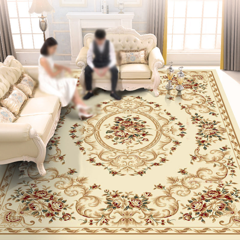 Gorgeous European Rug Classic Flower Print Carpet Polyester Stain Resistant Rug for Home Decor