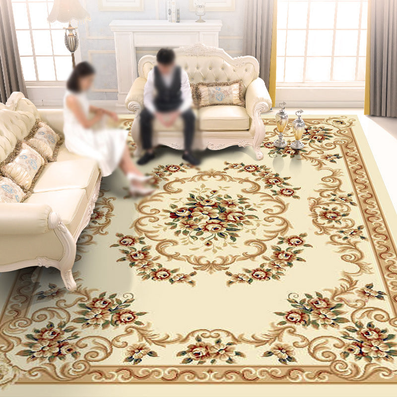 Gorgeous European Rug Classic Flower Print Carpet Polyester Stain Resistant Rug for Home Decor