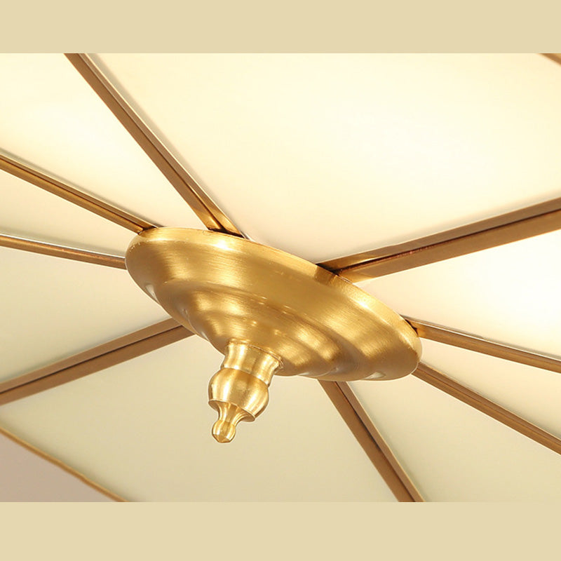 Glass Floral Flush Mount Lighting Minimalist Bedroom Flush Mount Ceiling Fixture in Gold