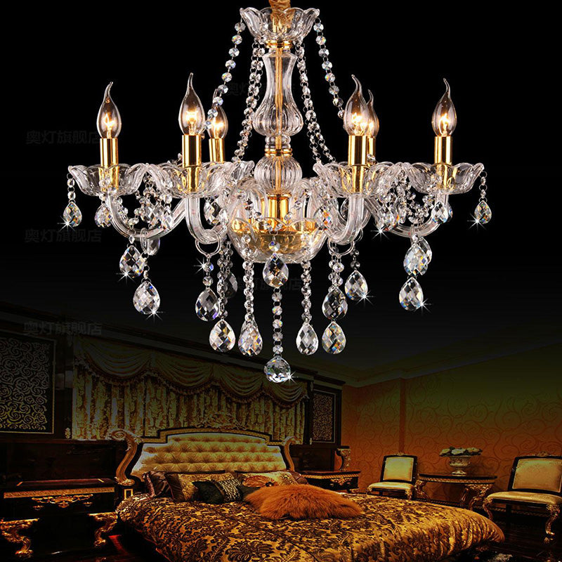 Lámpara de araña de velas iluminación de vidrio tradicional iluminación para restaurante