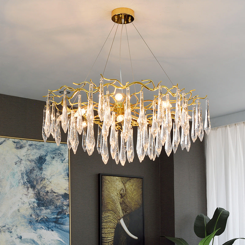 Branches Éclairage suspendu Aymordage Rustic Crystal Living Room Chandelier Pendant Light
