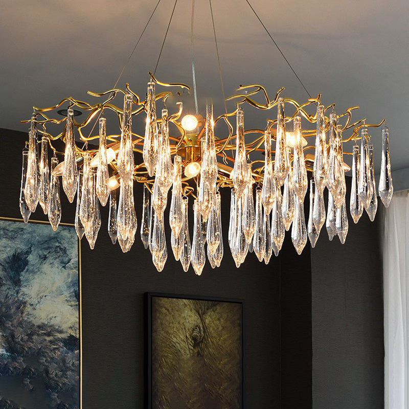 Branches Éclairage suspendu Aymordage Rustic Crystal Living Room Chandelier Pendant Light