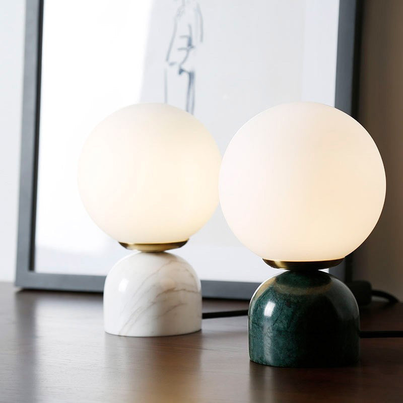 Multicolored Glass Planet Night Lamp Modern 1-Light Table Light with Marble Base