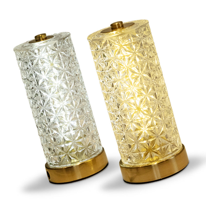 Lampe de nuit cylindrique en verre cristallin