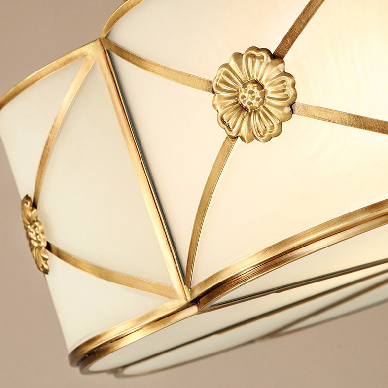 Glass Floral Flush Mount Lighting Minimalist Bedroom Flush Mount Ceiling Fixture in Gold