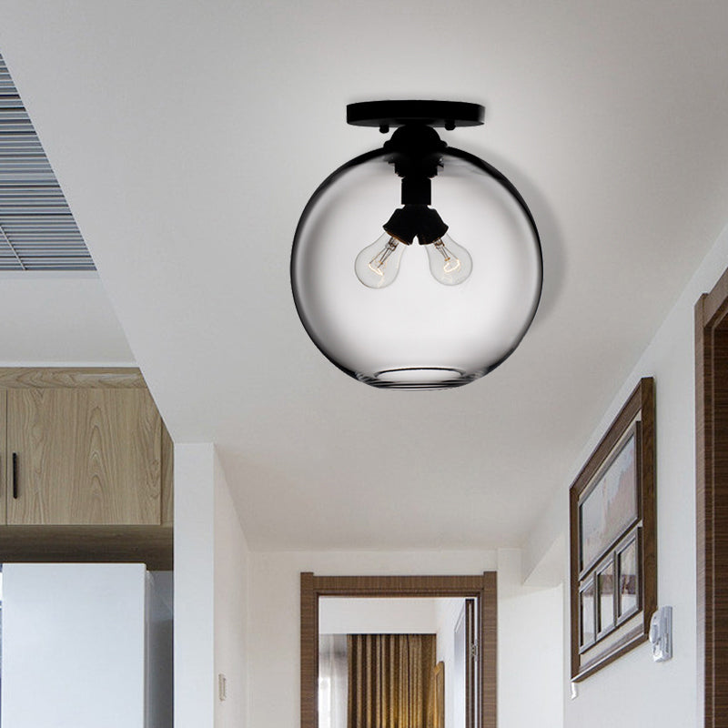 Luz montada en el techo global con rojo/cielo azul/ámbar/humo oscuro/sombra de cristal de café moderna lámpara de techo de 2 cabezas