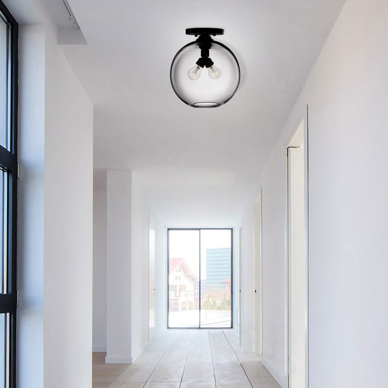 Luz montada en el techo global con rojo/cielo azul/ámbar/humo oscuro/sombra de cristal de café moderna lámpara de techo de 2 cabezas