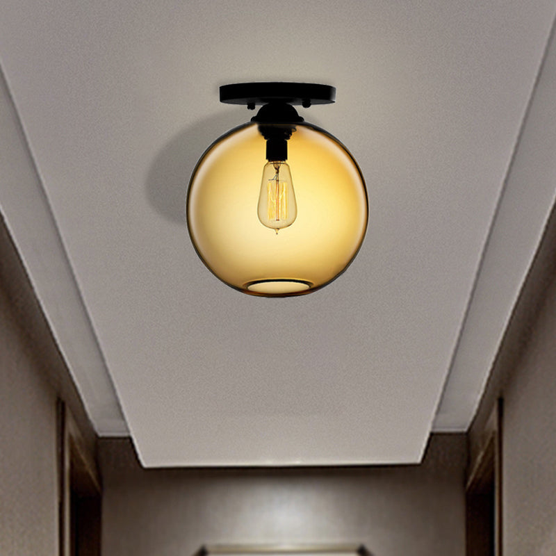 Red/Sky Blue/Amber/Dark Smoke/Coffee Orbit Ceiling Light Fixture Contemporary Glass 1 Head Indoor Ceiling Flush Mount