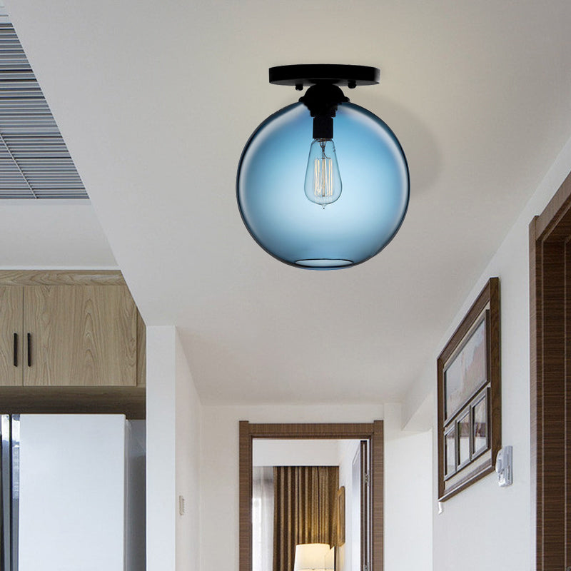 Red/Sky Blue/Amber/Dark Smoke/Coffee Orbit Ceiling Light Fixture Contemporary Glass 1 Head Indoor Ceiling Flush Mount