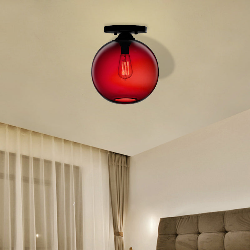Red/Sky Blue/Amber/Dark Smoke/Coffee Orbit Ceiling Light Fixture Contemporary Glass 1 Head Indoor Ceiling Flush Mount
