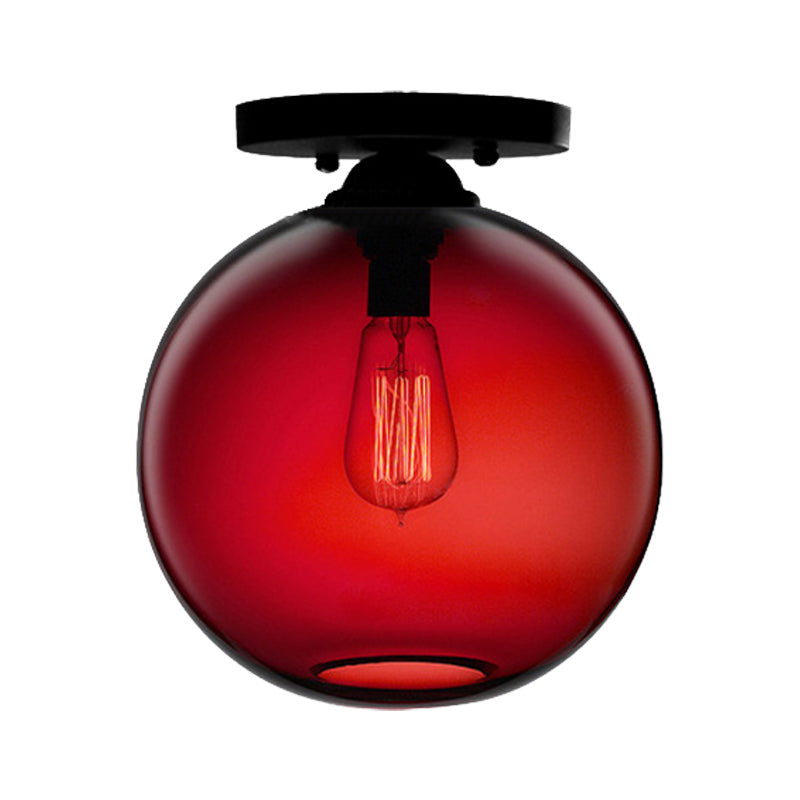 Red/Sky Blue/Amber/Dark Smoke/Coffee Orbit Ceiling Light Fixture Contemporary Glass 1 Head Indoor Ceiling Flush Mount