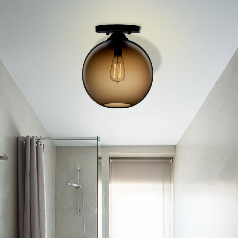 Red/Sky Blue/Amber/Dark Smoke/Coffee Orbit Ceiling Light Fixture Contemporary Glass 1 Head Indoor Ceiling Flush Mount