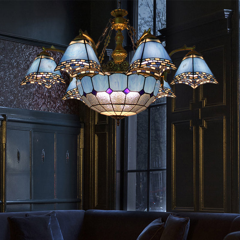 Piramide blu lampadario sospeso barocco 9/11 luci topant kit di luce in vetro per soggiorno per soggiorno