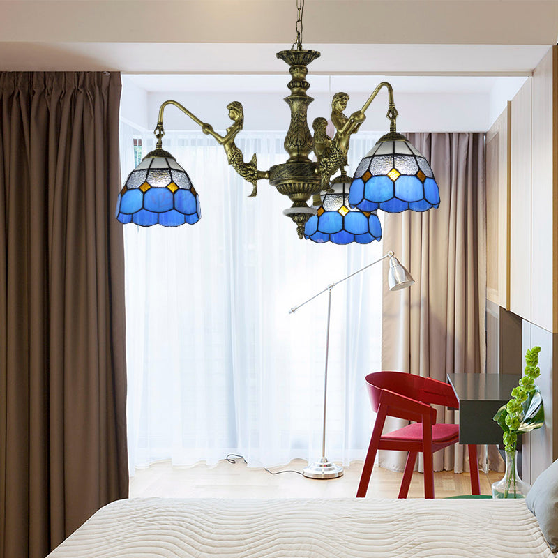 Griglia del lampadario in vetro blu color lampadario Modellata 5/11 Luci da sospensione barocco