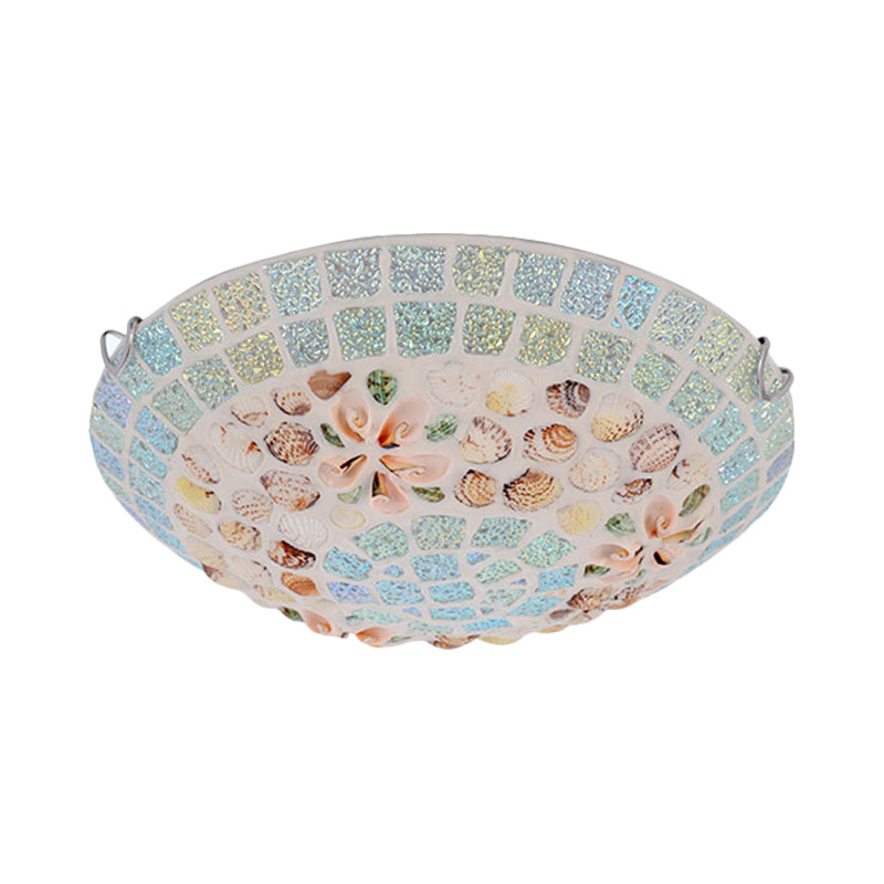 Lámpara LED de montaje empotrado con pantalla de cuenco estilo Tiffany, lámpara de techo de concha Beige para dormitorio, 12 "/ 16"/19,5 "de ancho