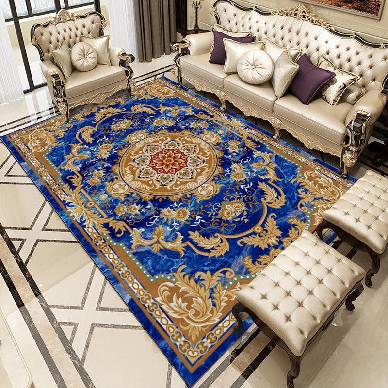 Luxurious Marble Surface Rug Contemporary Polyester Rug Easy Care Washable Carpet for Home Decor
