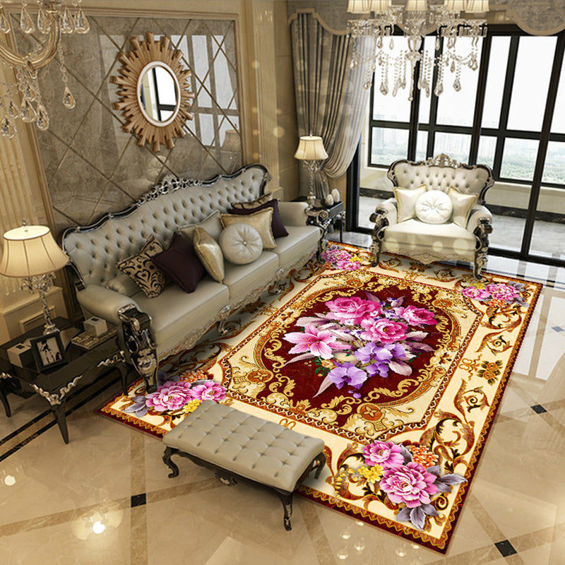 Abstract Marble Print Rug Eclectic European Style Carpet Anti-Slip Backing Carpet for Living Room
