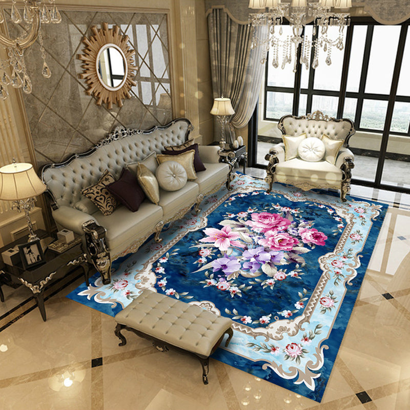 Abstract Marble Print Rug Eclectic European Style Carpet Anti-Slip Backing Carpet for Living Room