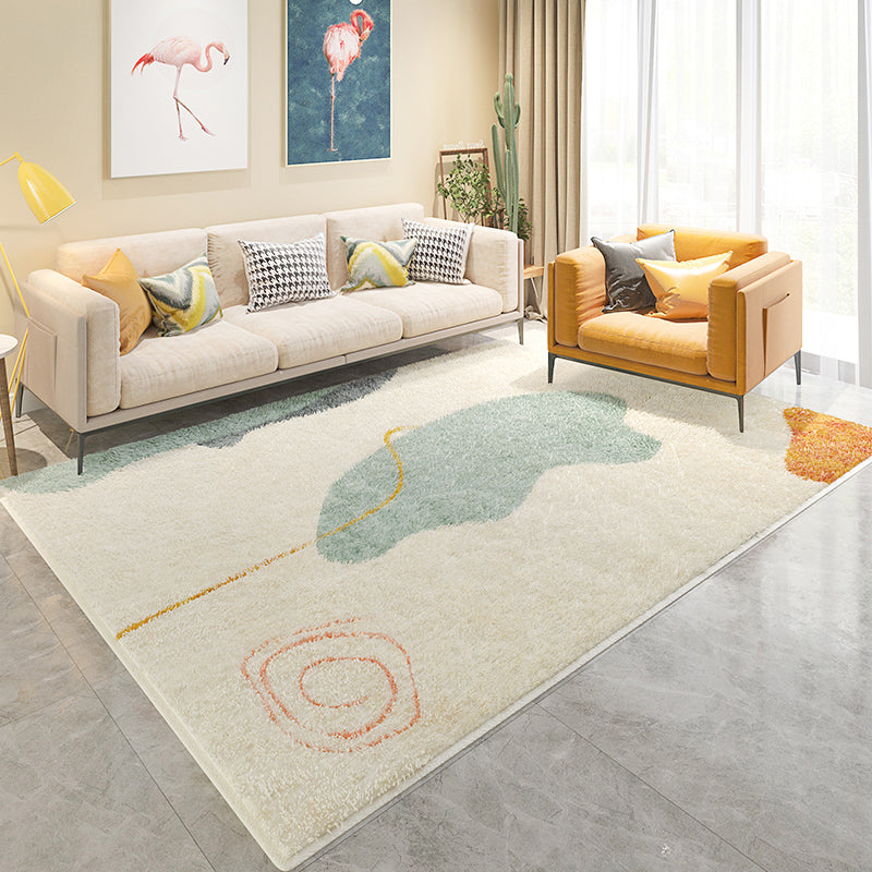 Apricot Tone Trendy Area Rug Polyester Abstract Print Rug Stain Resistant Indoor Rug for Living Room