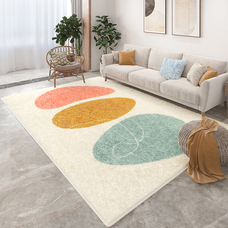 Apricot Tone Trendy Area Rug Polyester Abstract Print Rug Stain Resistant Indoor Rug for Living Room