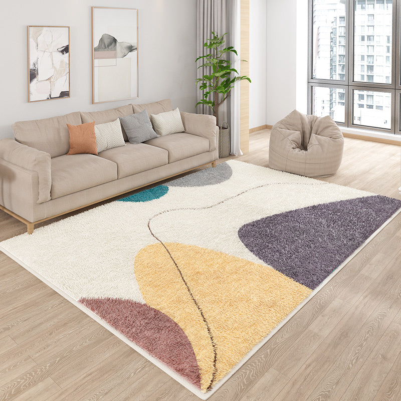 Apricot Tone Trendy Area Rug Polyester Abstract Print Rug Stain Resistant Indoor Rug for Living Room