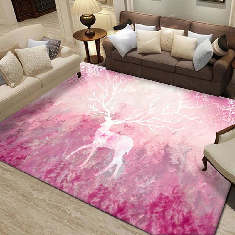 Multicolor Modern Area Rug Polyester Animals Print Rug Stain Resistant Indoor Rug for Living Room