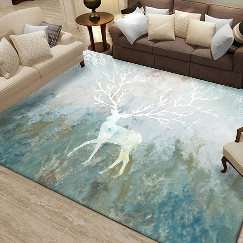 Multicolor Modern Area Rug Polyester Animals Print Rug Stain Resistant Indoor Rug for Living Room