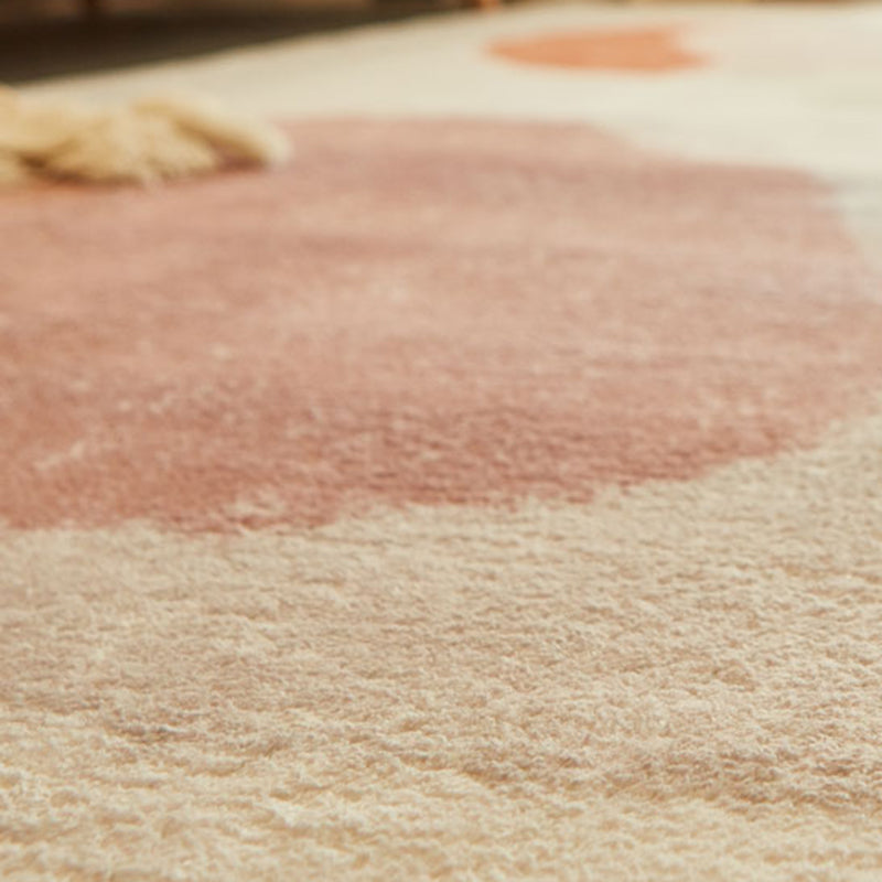 White Tone Nordic Area Carpet Polyester Color Block Rug Anti-Slip Backing Carpet for Living Room
