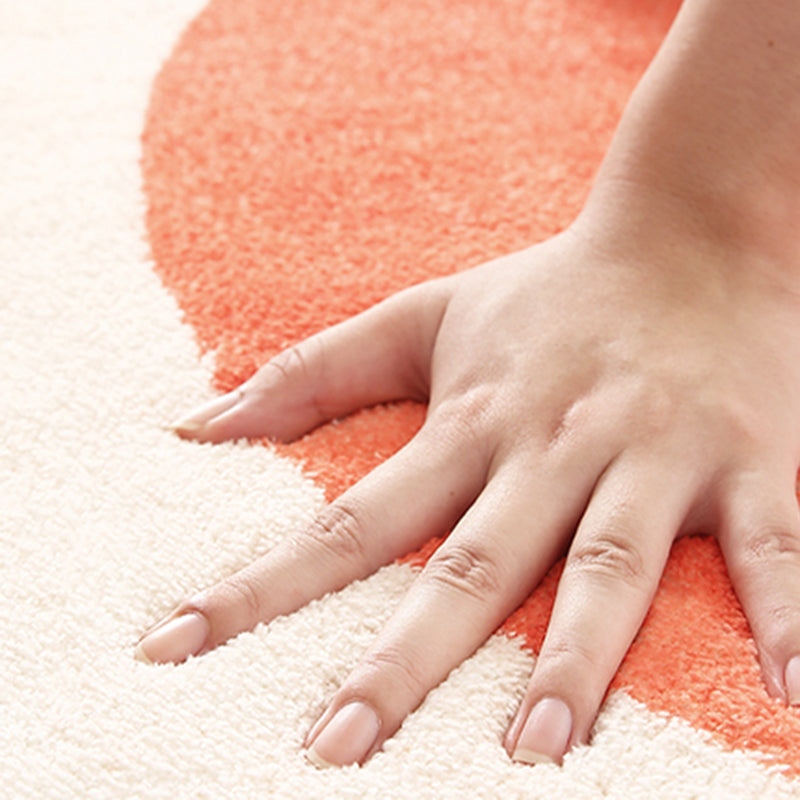 White Tone Nordic Rug Polyester Carpet Color Block Indoor Rug Non-Slip Backing for Living Room