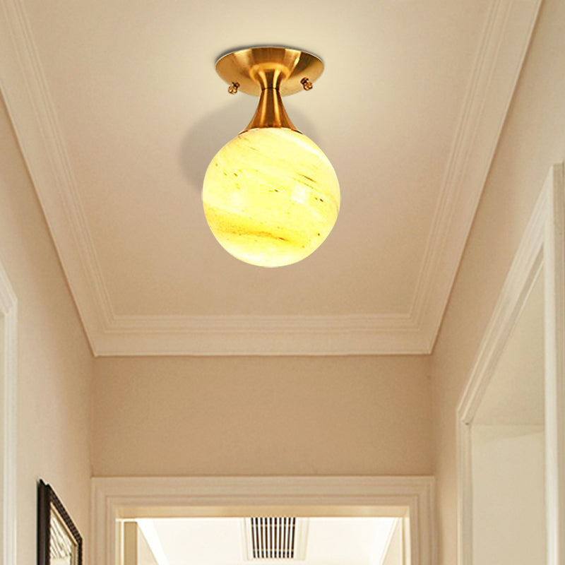 Illuminazione a semimontaggio in vetro bianco-giallo/grigio-blu/grigio fumo con paralume a sfera Nordic 1 lampadina da incasso a soffitto per foyer